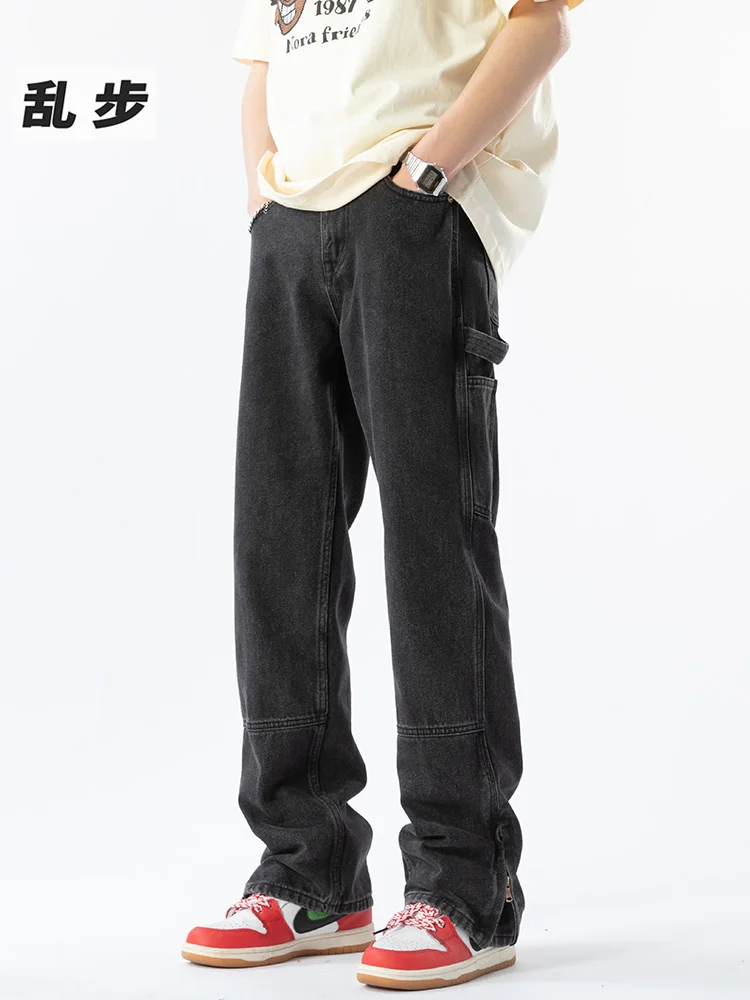 

Summer 2026 Men's Loose Straight Leg Jeans Outdoor Workwear Multi-Pocket Trendy Casual Trousers Youthful Vitality Style