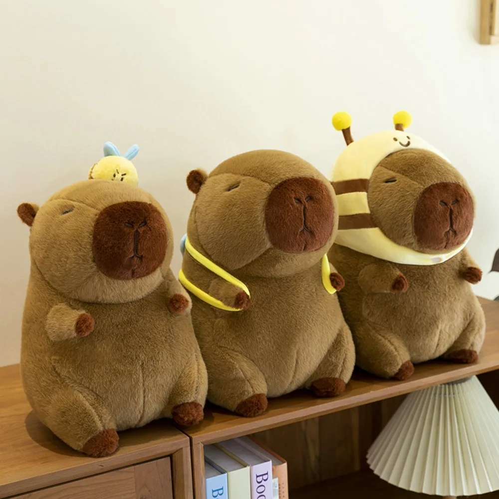 Schlafkissen Biene Capybara Plüschtier Flauschige weiche Capybara Plüschpuppe Simulation Cartoon Capibara Anime Fluffty Toy Home Decor