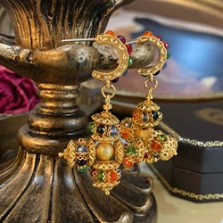 Inspired cross Portuguese transporter bead earrings for women Roman vintage court jewelry