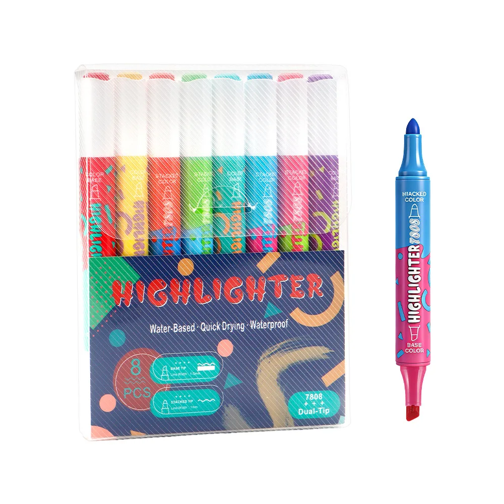 Learning to mark double-headed two-color highlighter, student key 8-color set, handbook preferred