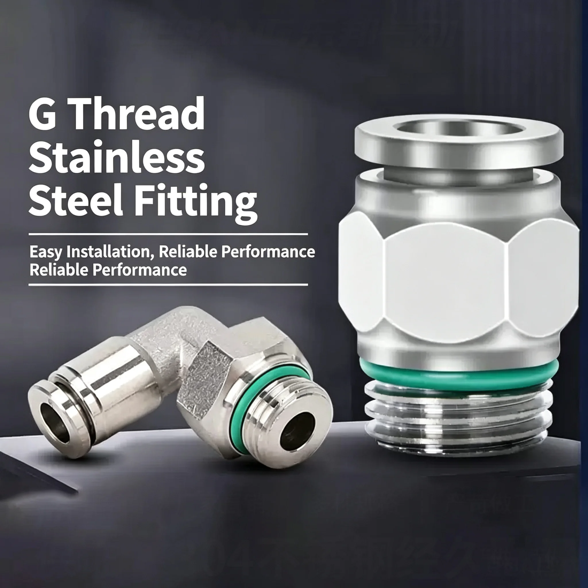 G1/8 1/4 3/8 1/2 Male Thread Pipe Joint 8mm Pneumatic Quick Cooupling 304 Stainless Steel G-Thread PC Connector Air Hose Fitting