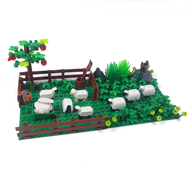 New Long Haired Sheep Goat Farm Ranch DIY Scenes Sheepfold MOC Building Blocks Bricks Toys Kits Lamb Compatible With LEGO