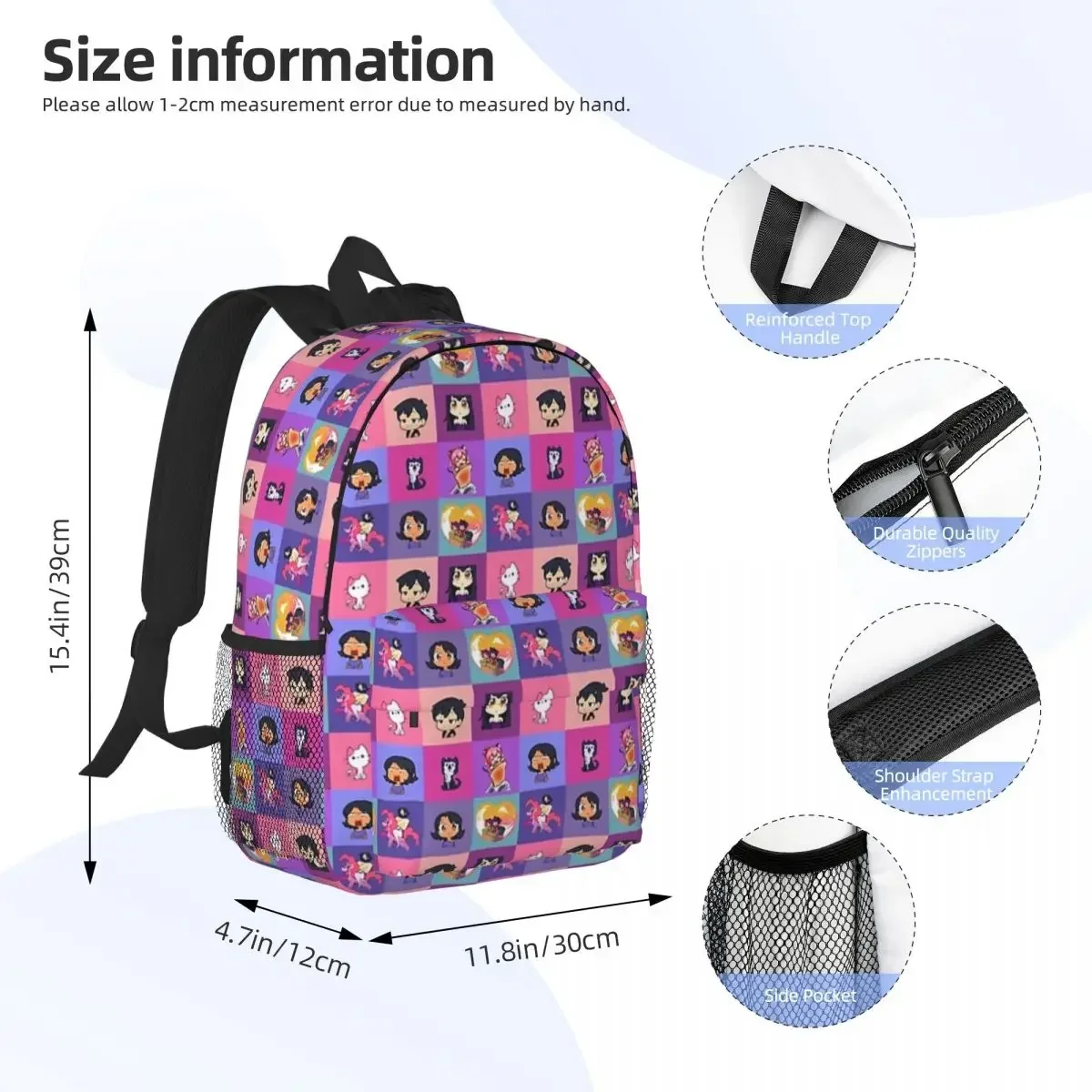 Aphmau Collection Mosaik Aaron, Zane, Kawaii Chan Backpacks Teenager Bookbag Children School Bags Travel Rucksack Shoulder Bag