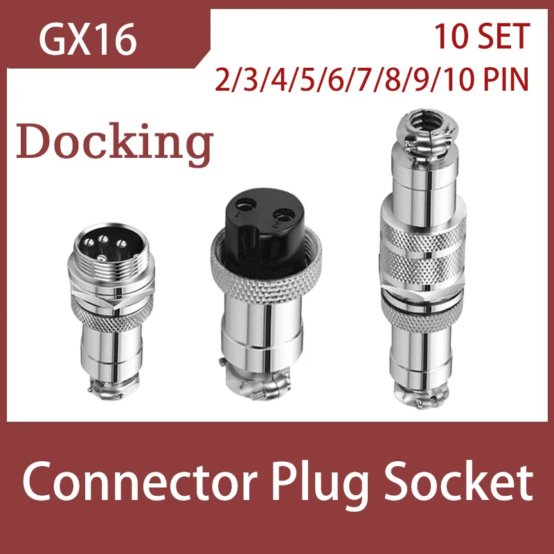 

10Set GX16 2 3 4 5 6 7 8 9 10 Pin Male&Female Docking Aviator Aviation Plug Socket Circular Connector