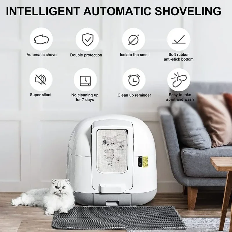 PETJC Self Cleaning Cat Litter Box Anti-sand Closed Cat Toilet Tray Automatic Smart APP Remote Sand Box caja de arena para gato