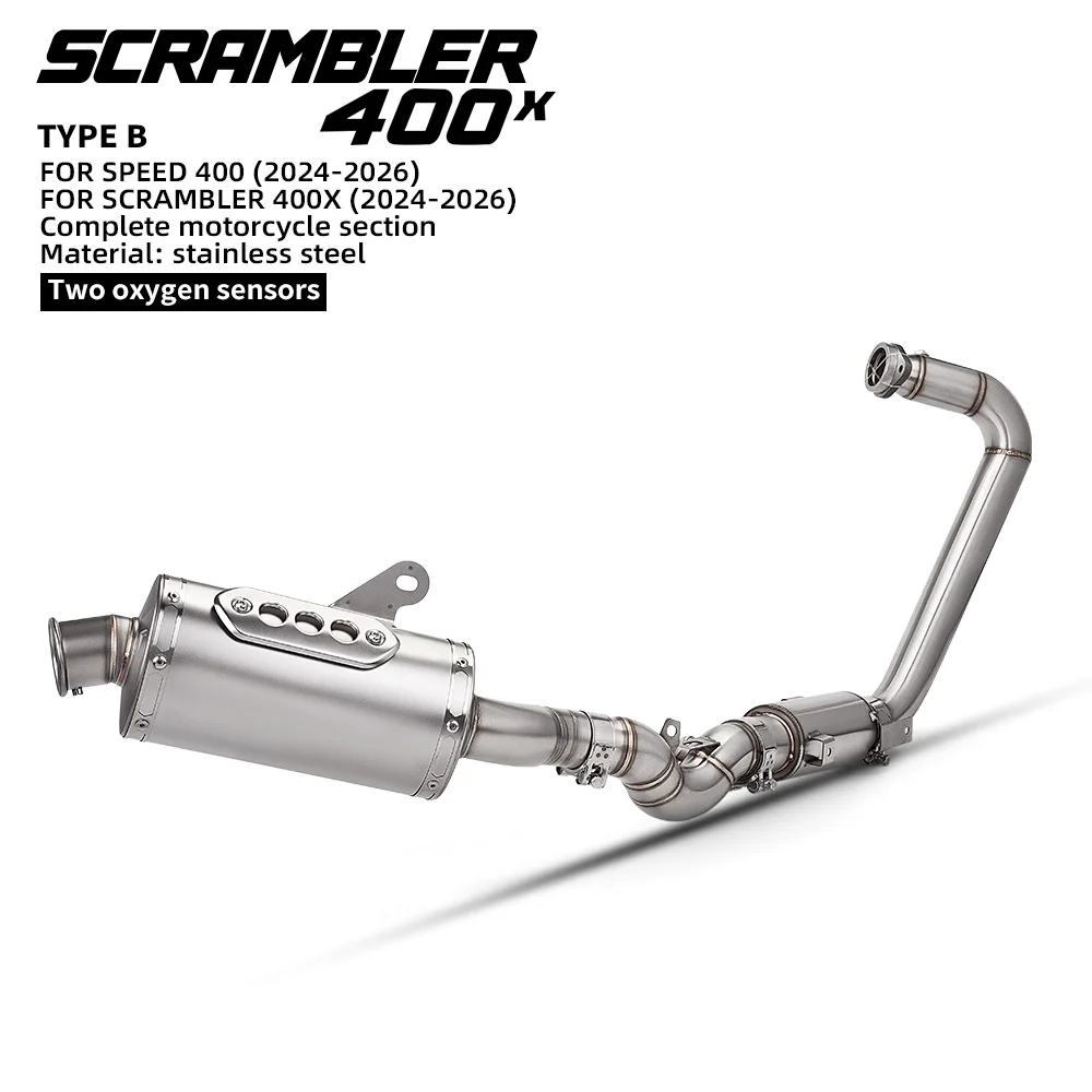 

Выхлопная система из нержавеющей стали для мотоцикла Speed Scrambler 400X 2024-2026 с глушителем и DB-киллером