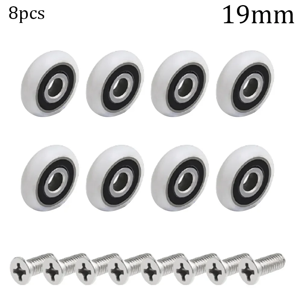 

~8pcs 1Shower Door 1Roller Runner Wheels 19/23/25mm Diameter Bathroom Shower Sliding Door Roller Replacement Accessories