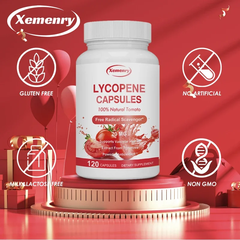 Supplément de lycopène 20 mg, 120 capsules, protège contre les maladies cardiovasculaires et cérébrovasculaires et améliore l'immunité