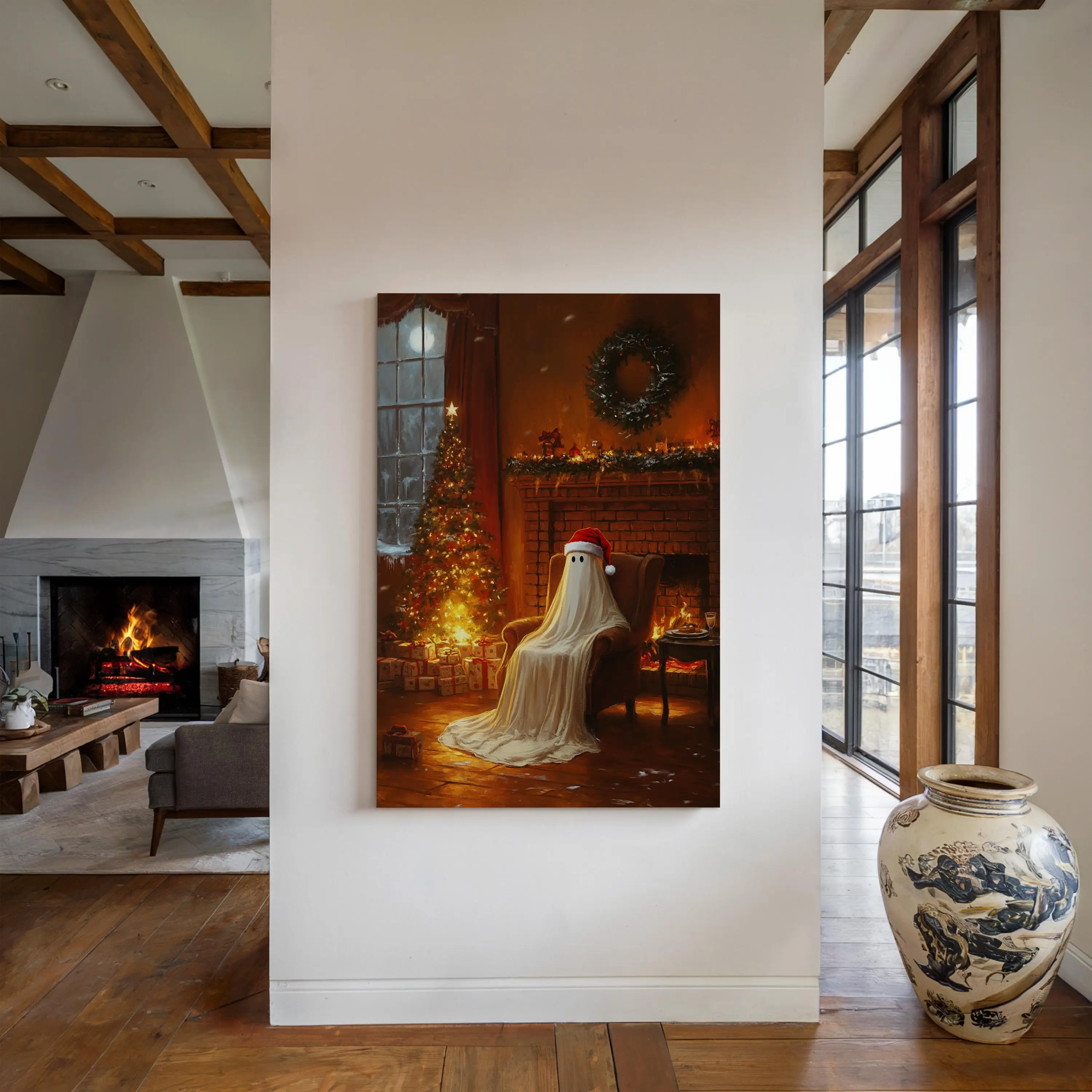 1 قطعة شبح عيد الميلاد الدافئ الفن جدار ديكور سانتا قبعة شجرة عيد الميلاد الموقد شبح فرملس ملصق الشتاء ديكور المنزل في العطلة