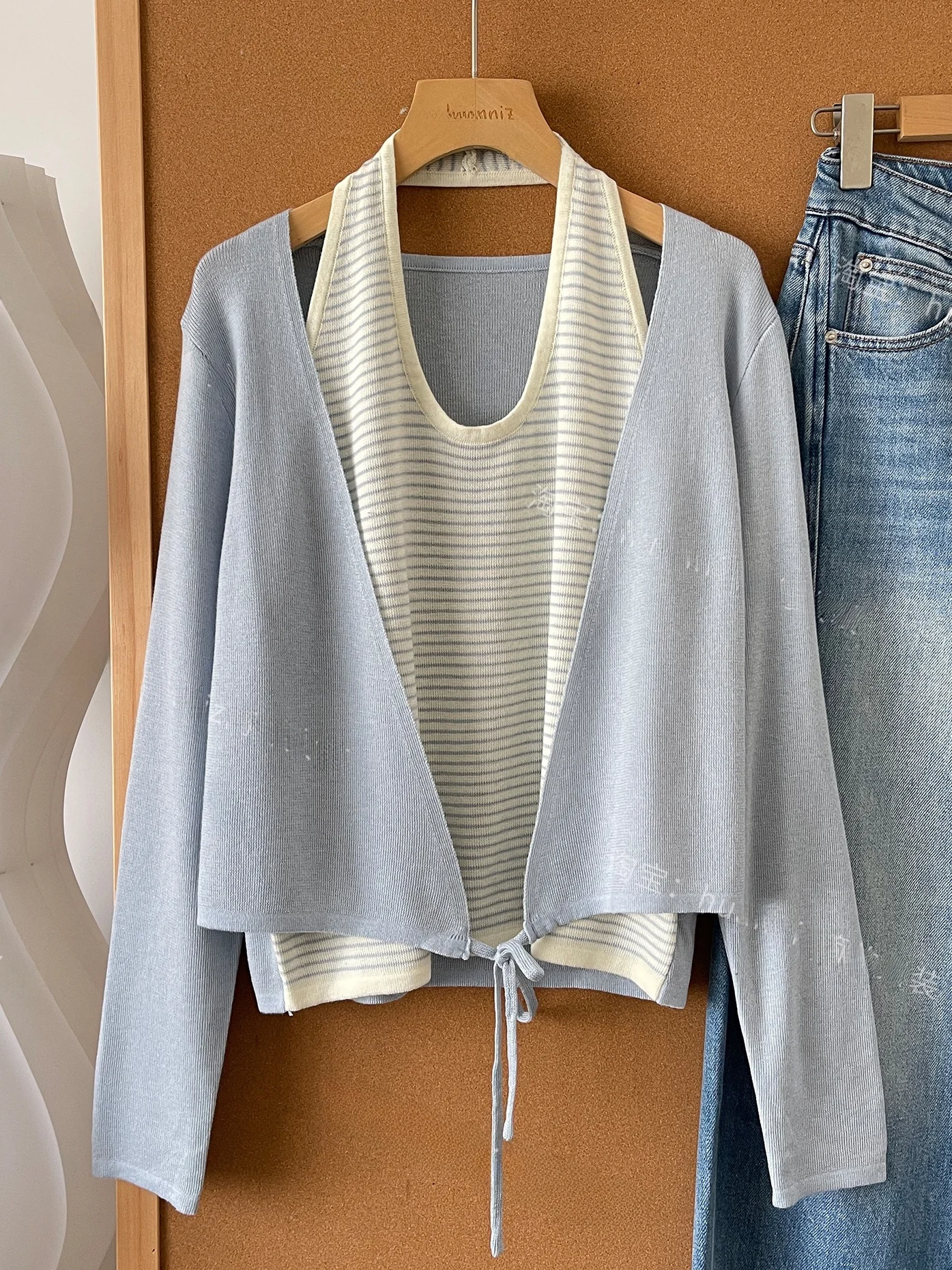 

Весенний вязаный шерстяной свитер с круглым вырезом и завязками, женский, свободного кроя, из мягкой ткани, с длинными рукавами, сексуальный топ