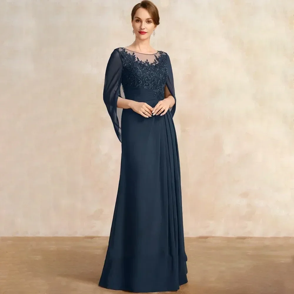 Robe de soirée en mousseline de soie avec veste pour femme, robe longueur au sol pour mère de la mariée, personnalisée, élégante, parfaite pour formel, même