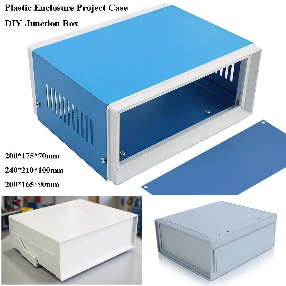 High Quality 3 Sizes Enclosure Project Case Plastic&Iron Grey DIY Junction Box Electronics Enclosure Box