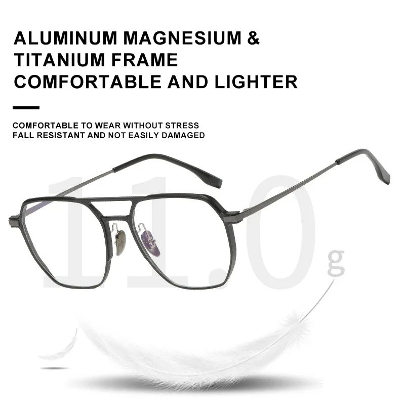 EYORA Large Frame Aluminum Frame Titanium Business Men Anti Blue Ray Reading Glasses Myopia Eyewear Progressive Eyewear Lens