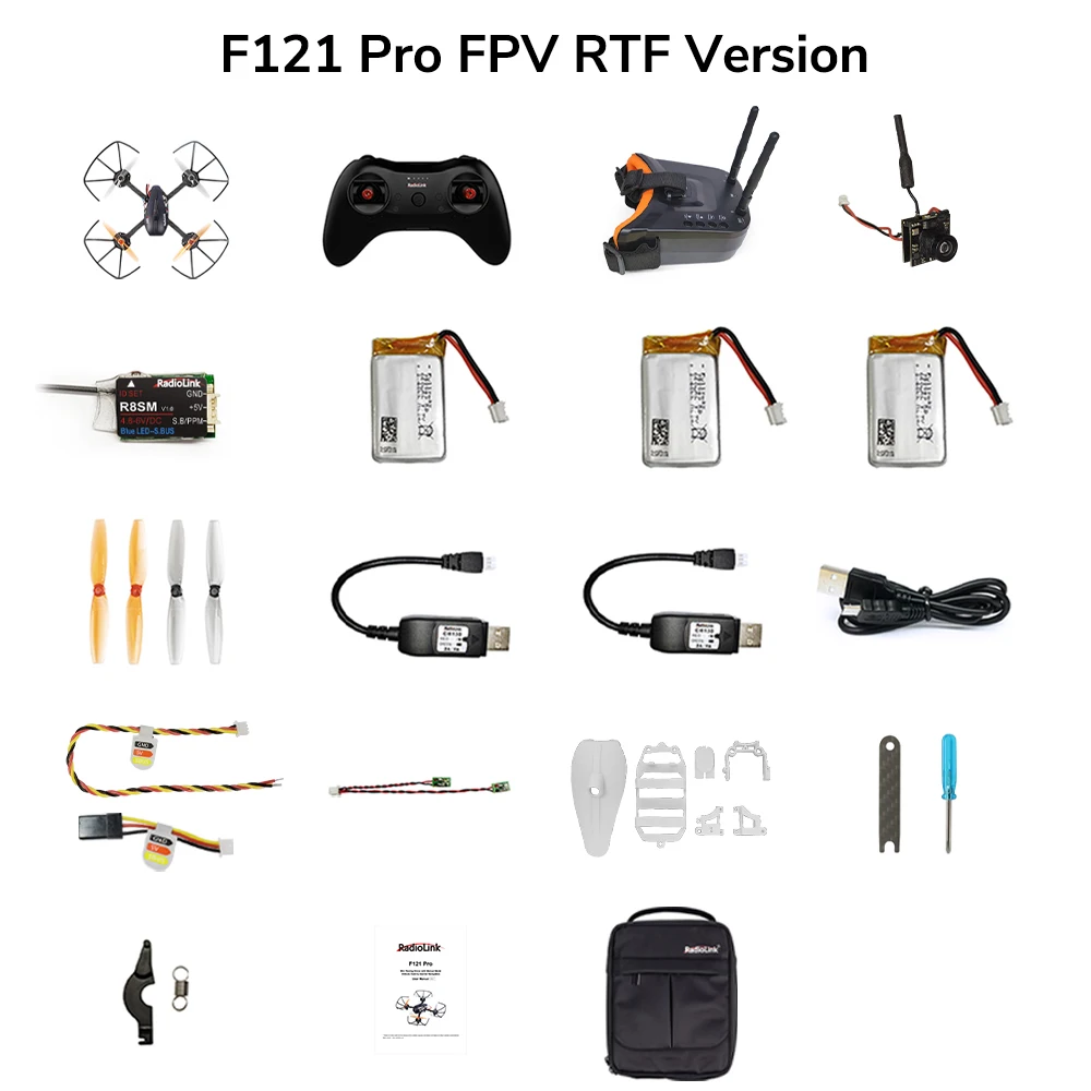 

Radiolink F121 Pro RTF FPV Racing Drone 121MM Mini Quad T8S Controller R8SM Receiver 3 Flight Modes for Education Outdoor/Indoor