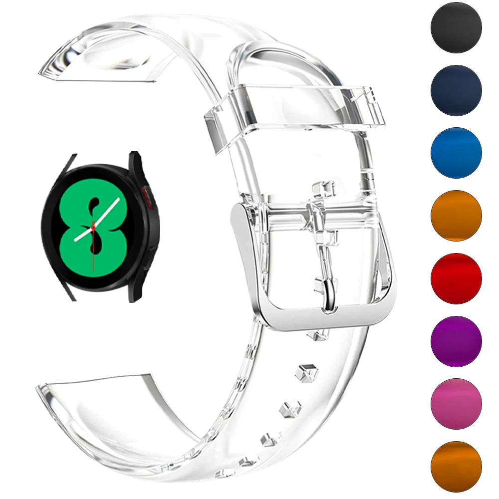 20 22mm Transparent Band for Samsung Galaxy Watch 3 41mm 45mm Watch 4 Classic 42/46mm 40/44mm Silicone Strap for Galaxy Active 2