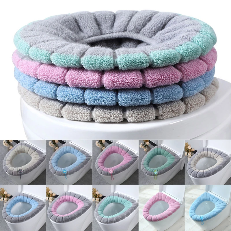 Thicken Warm Toilet Seat Cover Mat Soft Winter Bathroom Toilet Pad Cushion Washable Pumpkin Closestool Mat Bathroom Accessories