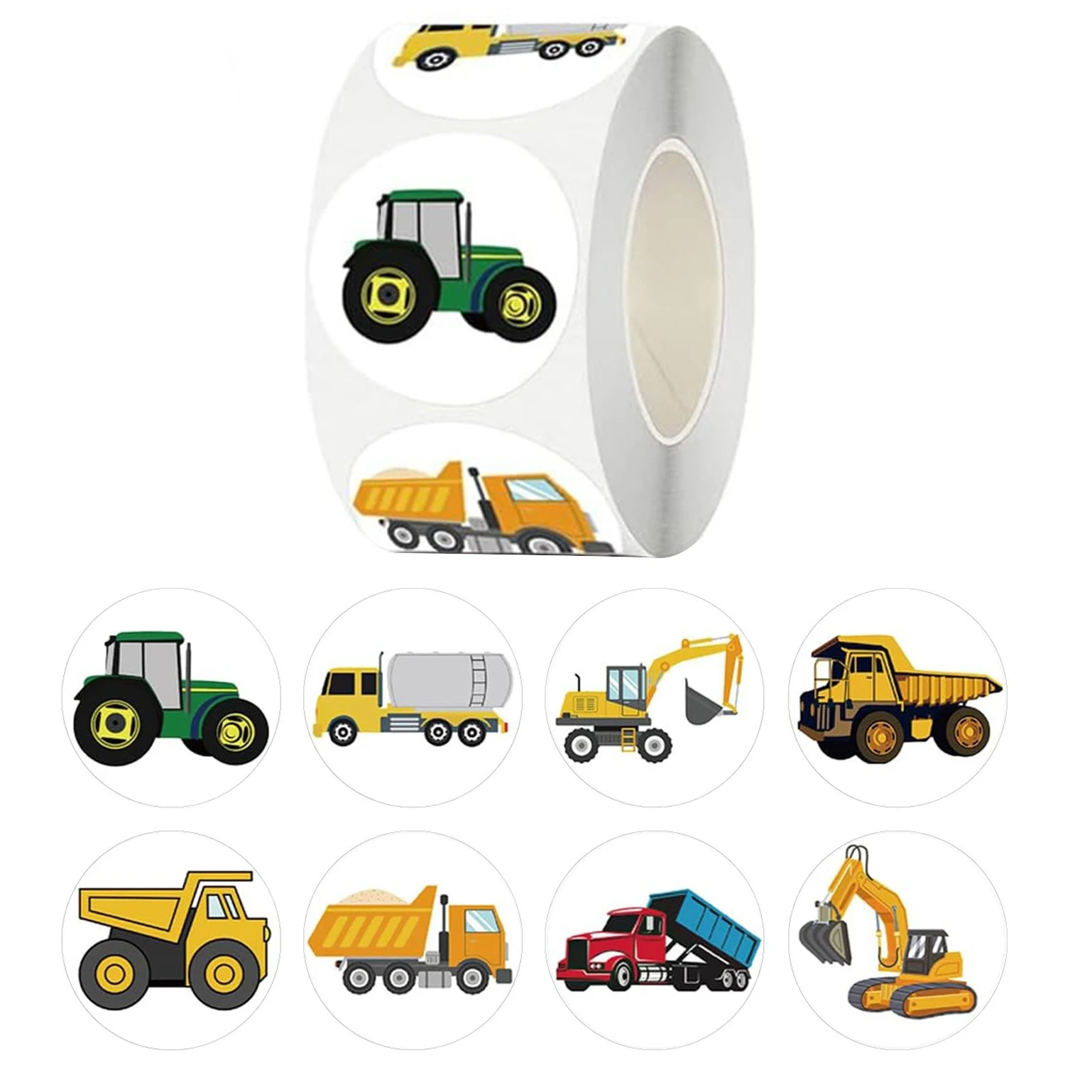 100-500pcs Reward Construction Vehicle Stickers School Students Child Teacher Cartoon Cute Encouraging Sticker Stationery