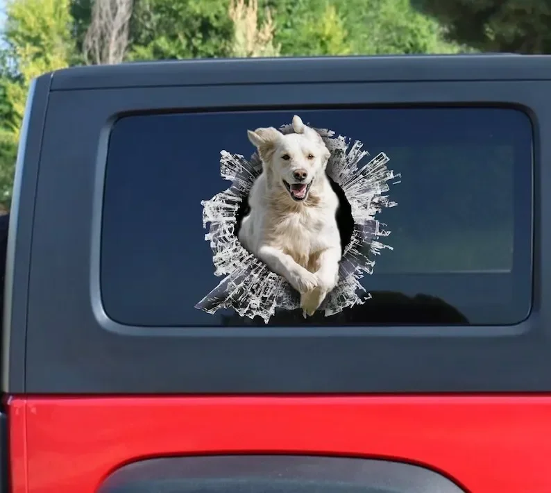 

English Cream Golden Retriever window sticker, car sticker, Golden Retriever car decal