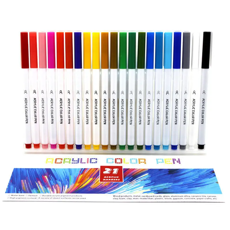 Acryl Markierung stift 21 Farben Rock Malerei Kit für Kinder Kinder Stein Farbe Stifte Set Keramik Glas Holz DIY Handwerk Kunst zubehör