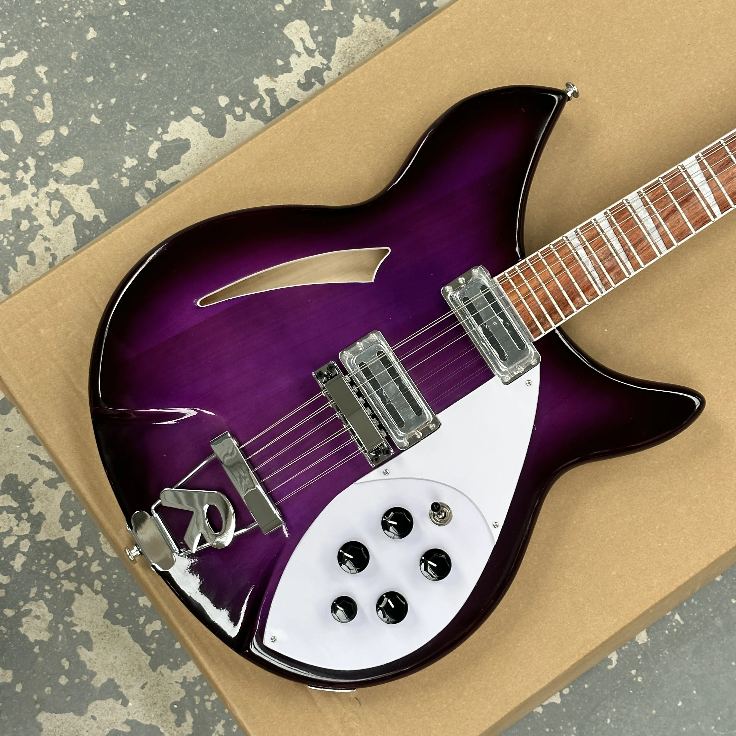 

12-string stage performance electric guitar, semi-hollow R-shaped vibrato guitars, beginner to advanced universal guitarra