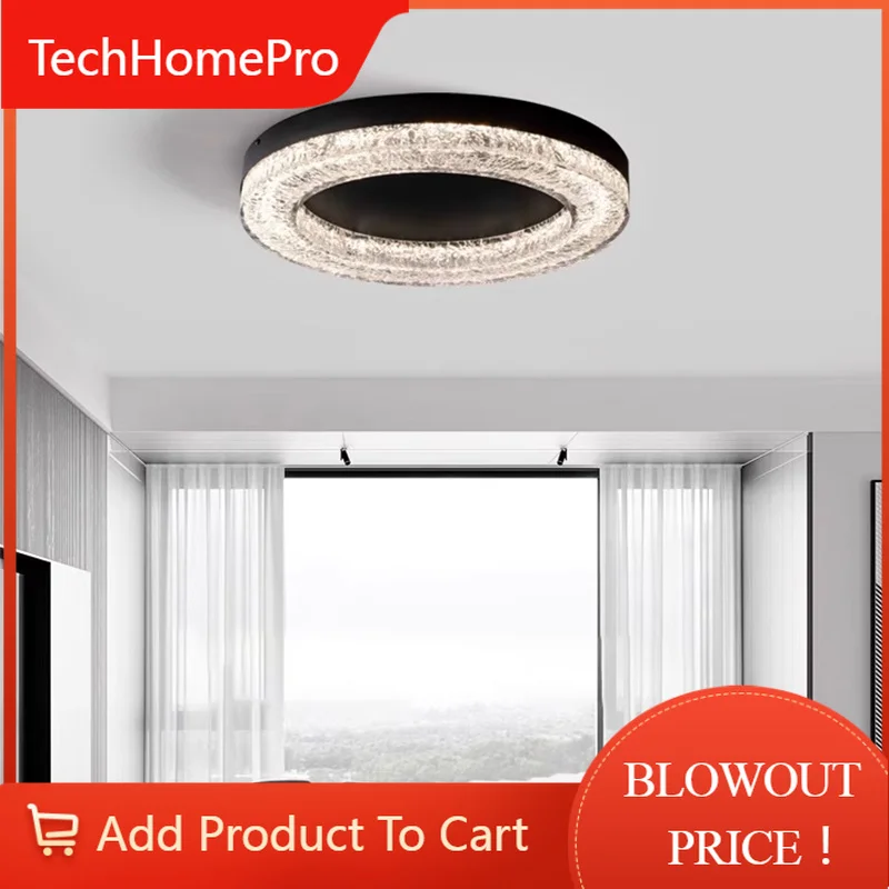 TechHPModern Round Ceiling Lamp For Bedroom Living Room LED Indoor Lighting Fixture With Decor Edge