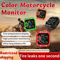9V-30V Wireless Motorcycle TPMS Tire Pressure Monitoring System External Sensor LCD Time Display Tyre Temperature Monitor Alarm