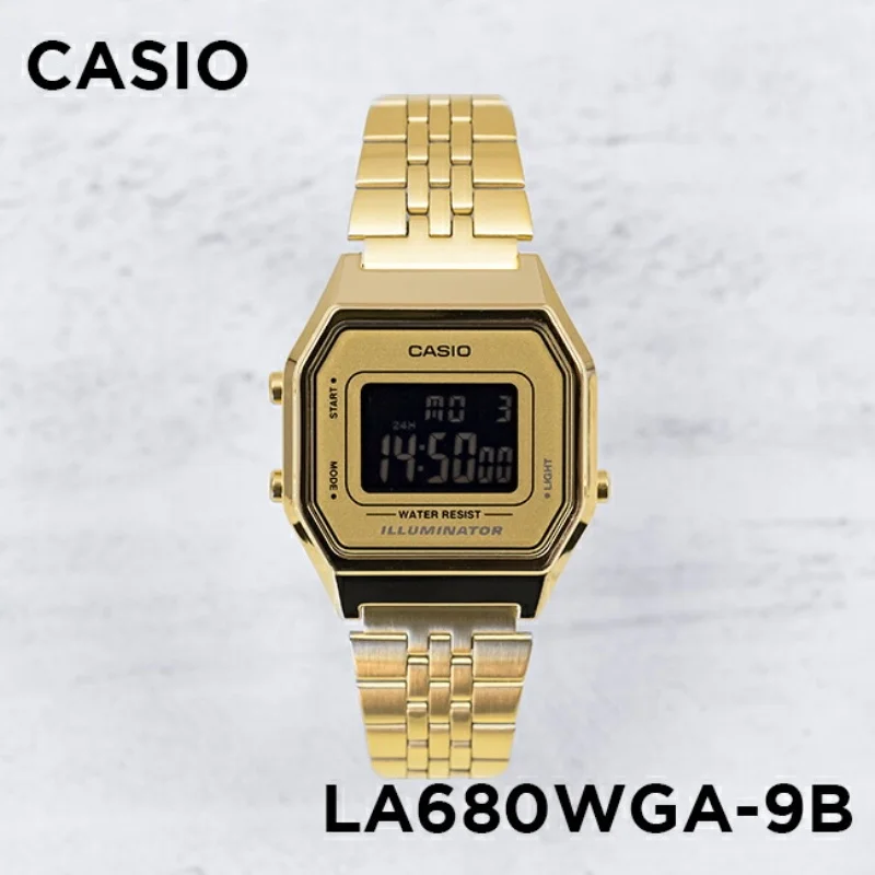 ساعة كاسيو أصلية للرجال، ساعة ذهبية صغيرة، ساعة مربعة عصرية، ساعات فضية صغيرة