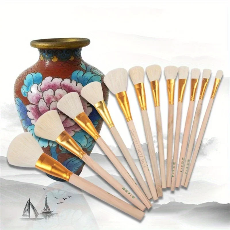 12pcs Pottery Art Wool Brush for Ceramic Glaze/painting Coloring Watercolor Paint Acrylic Craft DIY Painting Pen Art Supplies