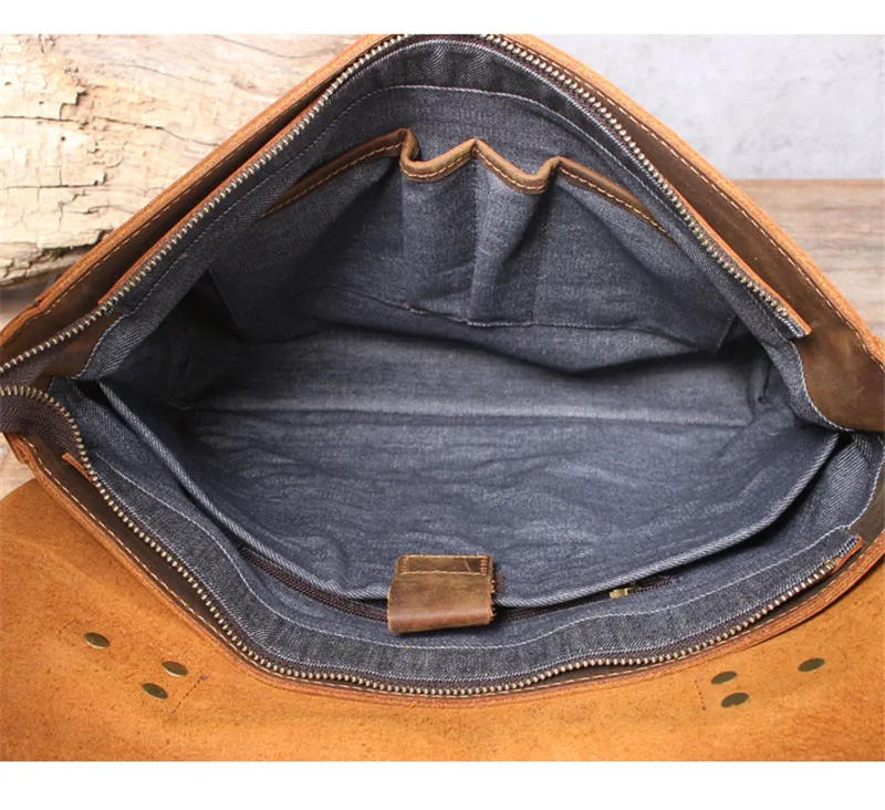 Crazy horse-Bolso de mano Vintage para hombre, maletín de cuero genuino natural de alta calidad, bolso de hombro para ordenador portátil de oficina