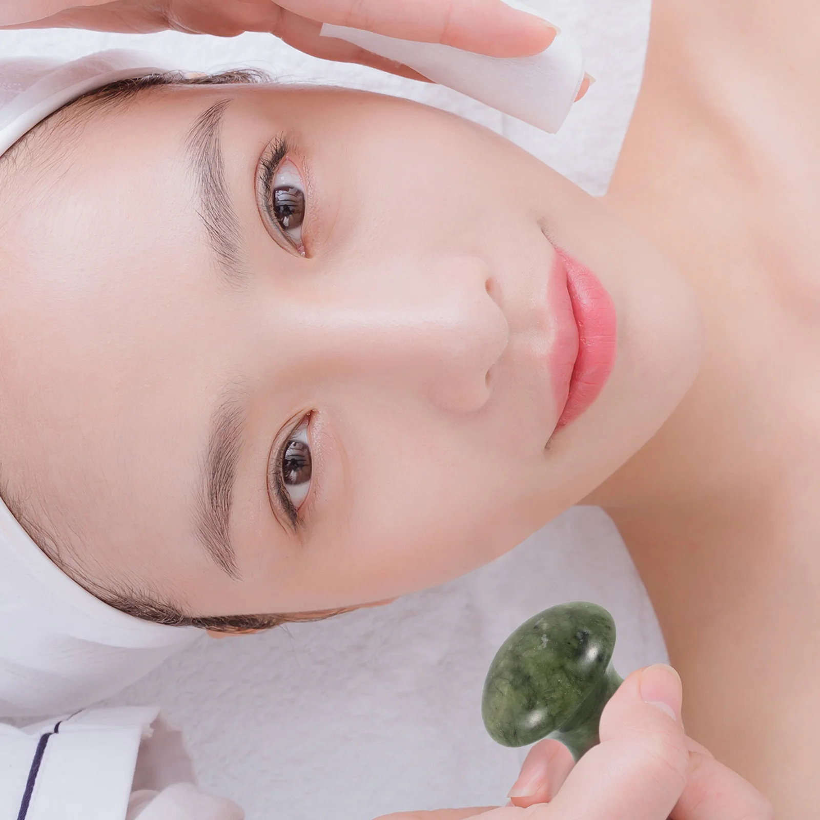 

Jade Facial Massage Tool Mushroom Shape For Face Gua Sha Stone Skin Therapy Portable Scraping Massager Green