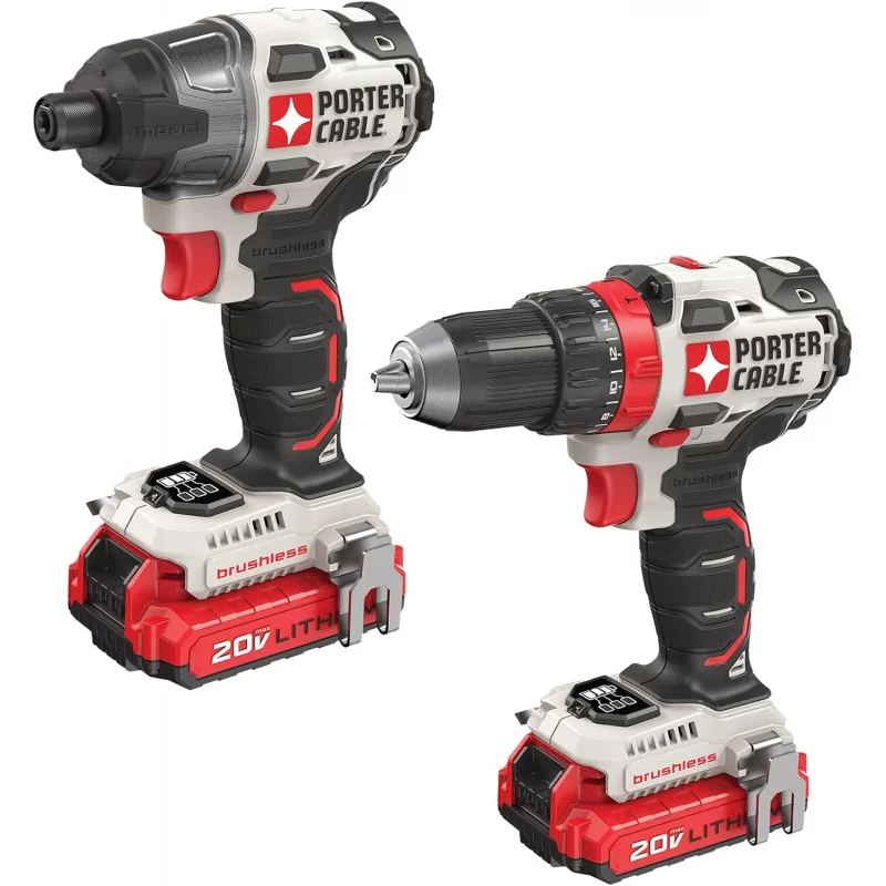 

PORTER-CABLE 20V MAX Cordless Drill and Impact Driver, Power Tool Combo Kit with 2 Batteries and Charger (PCCK619L2)