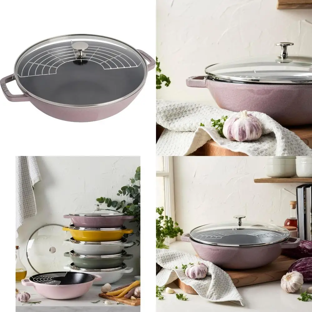 

Cast Iron Perfect Pan Dutch Oven 4.5-Quart Cookware Set for 4-5 People, French Made, Elegant Peony Pink