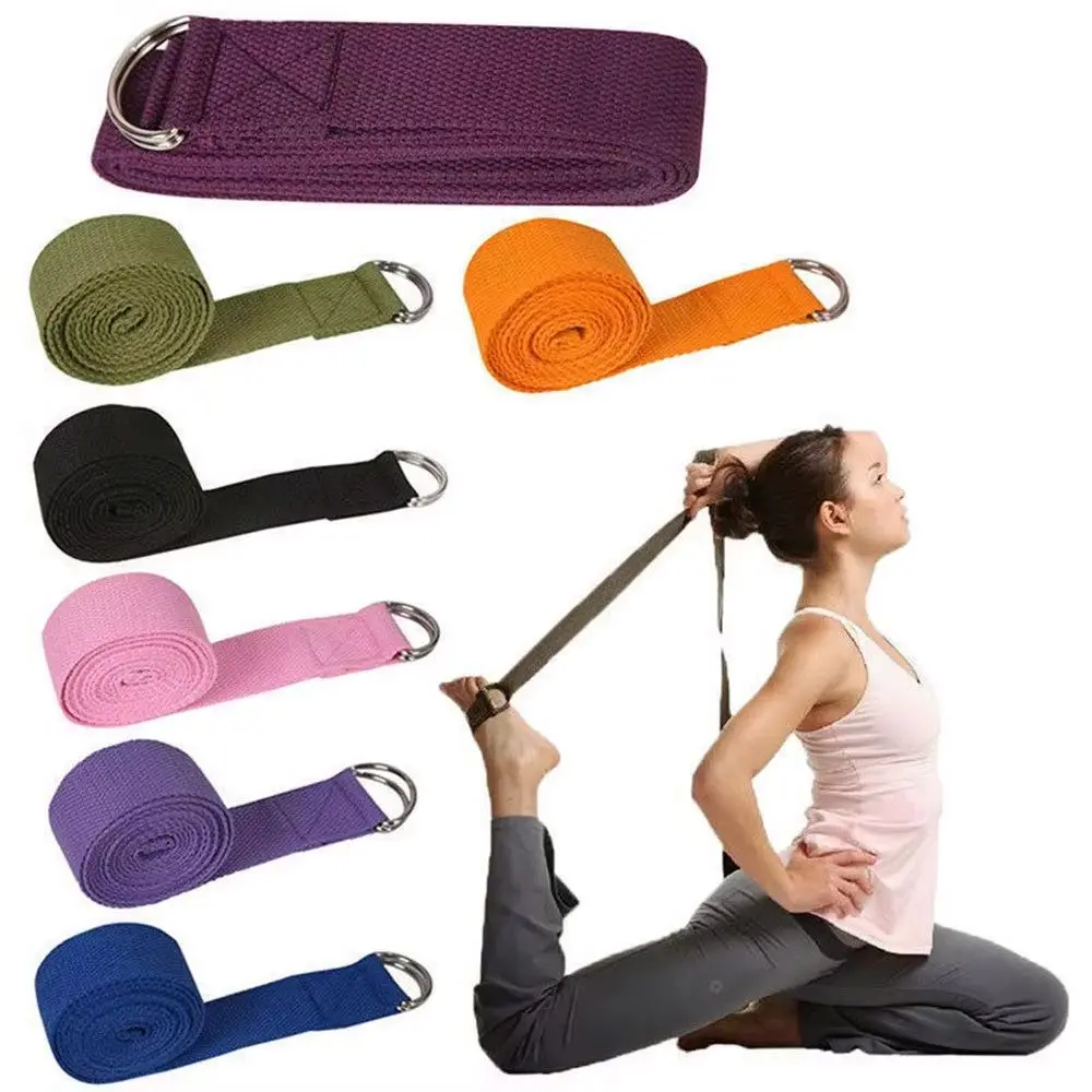 180cm Sport Yoga Strap Durable Cotton Adjustable D-ring Buckle Non-slip For Yoga Stretching Pilates Fitness Improves Flexibility