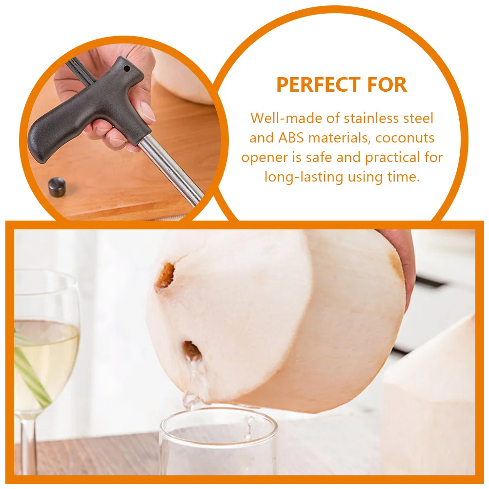 

2 Pcs Stainless Steel Hole Opener Convenient Straw Maker Coconut Tool Knife Opening Punch Kitchen Gadget