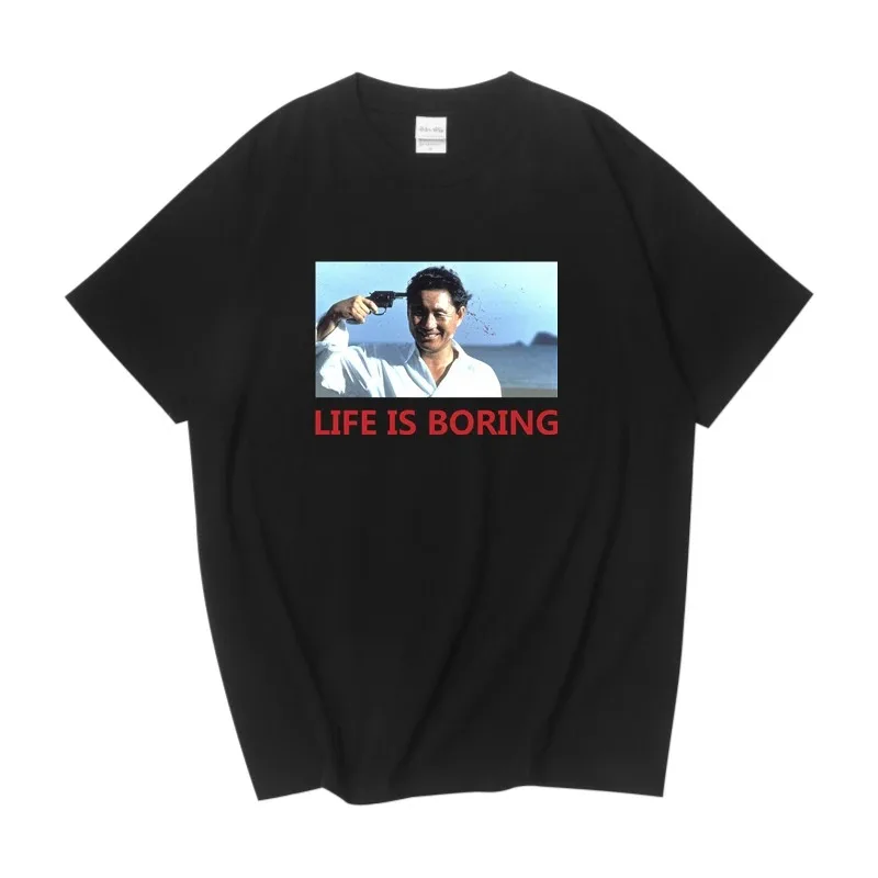 

Новые летние мужские и женские рубашки из фильмов Китана Такаши с забавным модным принтом, красивые хлопковые мужские и женские футболки с короткими рукавами