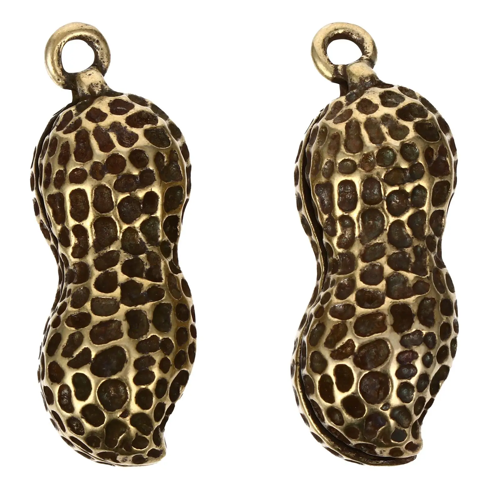 

Peanut Keychain 2PCS Retro Brass 46mmx16mm Durable Charm Car Accessories Key Ring Pendant Creative Hanging Decorative Metal