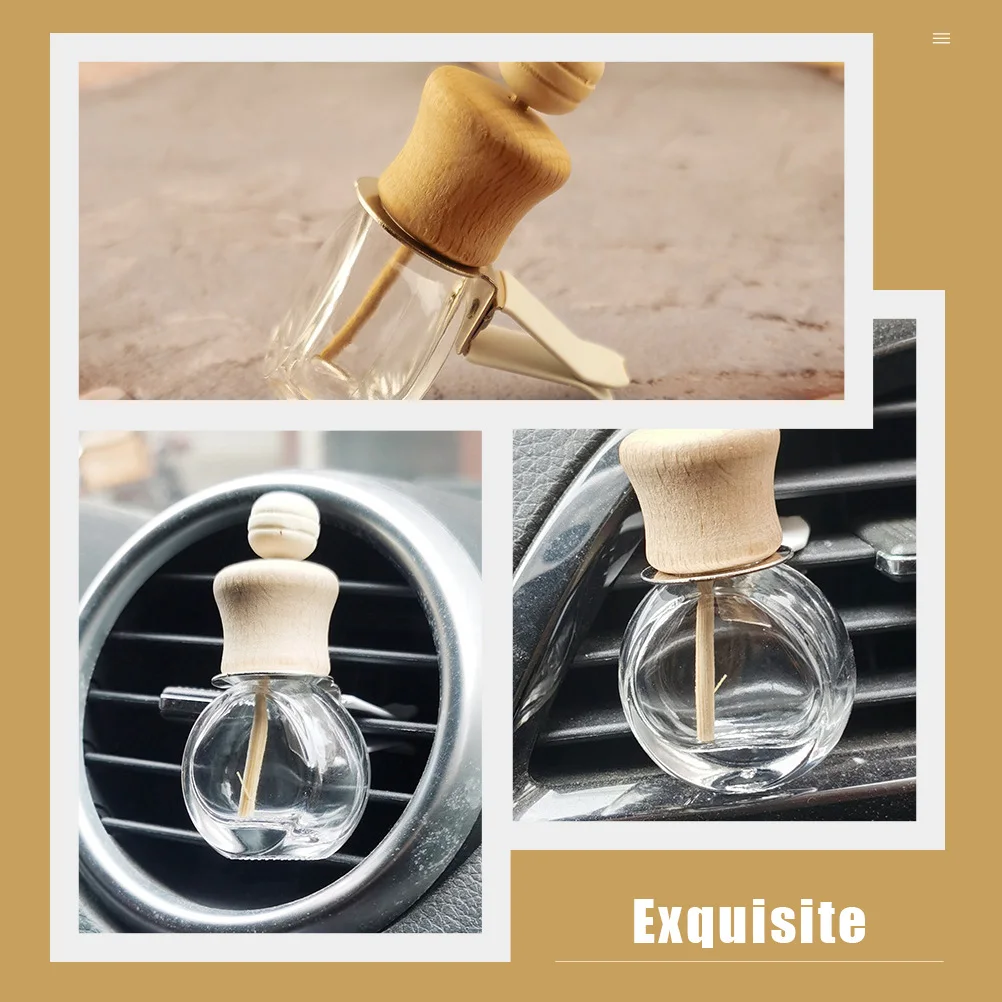 

4 pcs Perfume Bottle Air Freshener Car Vent Clip Aromatherapy Diffuser For Auto Interior Glass Wood Fragrance Holder