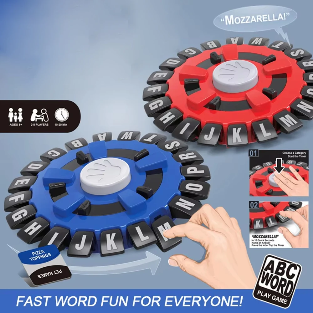 Word Game Fast-Paced Family Board Game Choose a Category & Race Against The Timer to be Last Player Learning Game for All Ages