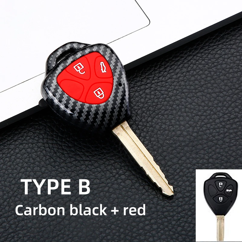 2/3/4Button Carbon Car Key Case Cover for Toyota Auris HiLux Corolla Fortuner Prado Verso Camry Yaris Vitz Vios Ractis RAV4 208