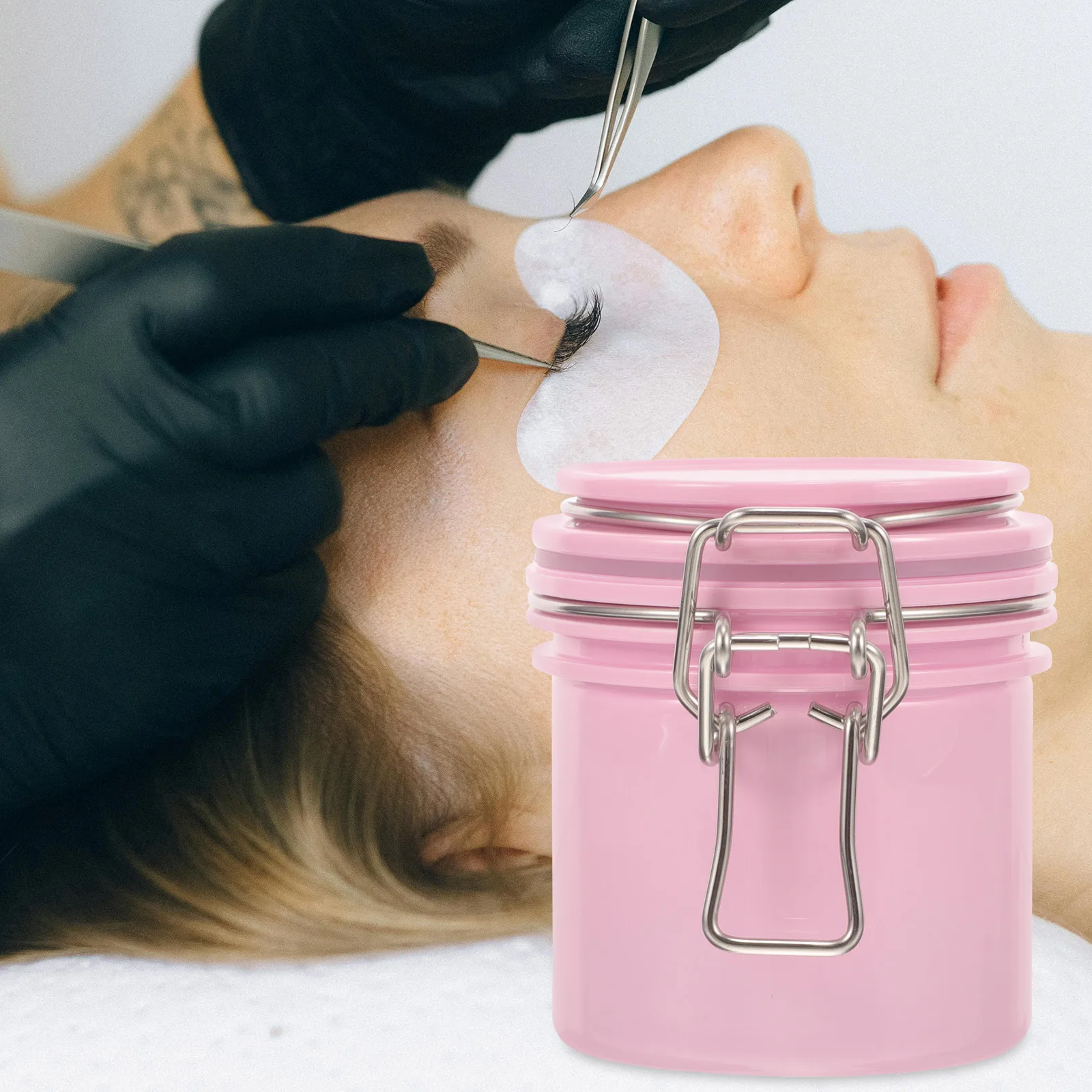 

Eyelash Glue Storage Tank 200ml Pink Lash Adhesive Container Waterproof Airtight Eyelash Extension Glue Holder Jar