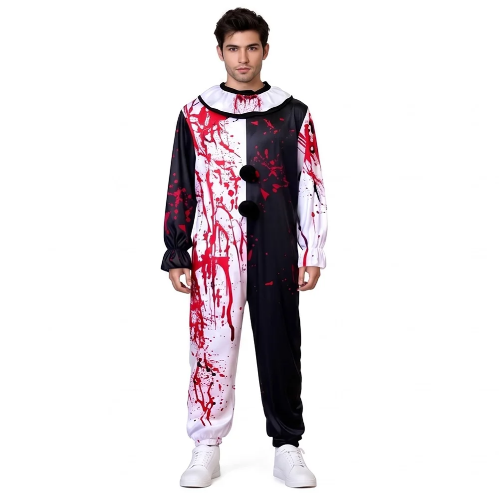 Artistic Clown Cosplay Costumes Movies Horror Movies Bloody Jumpsuits Killer Clown Jumpsuits men's Halloween Horror Costume view 2