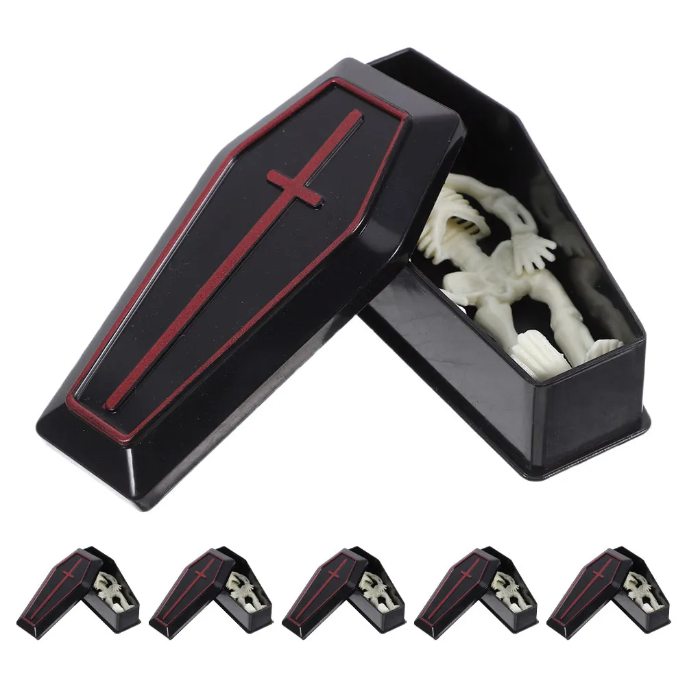 6Sets Coffin Mini Halloween Decor Unique Miniature Indoor Outdoor Party Prank Favors Table Decoration