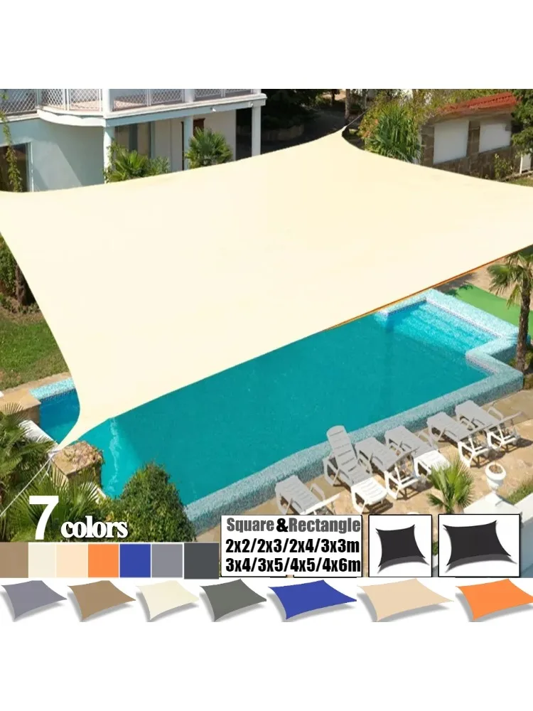 2x3/3x4/4x5/5x6M Sonnensegel Wasserdicht Outdoor Quadratisch Rechteckig Garten Terrasse UV-Schutz Party-Überdachung Pool Camping Markise Schutzdach