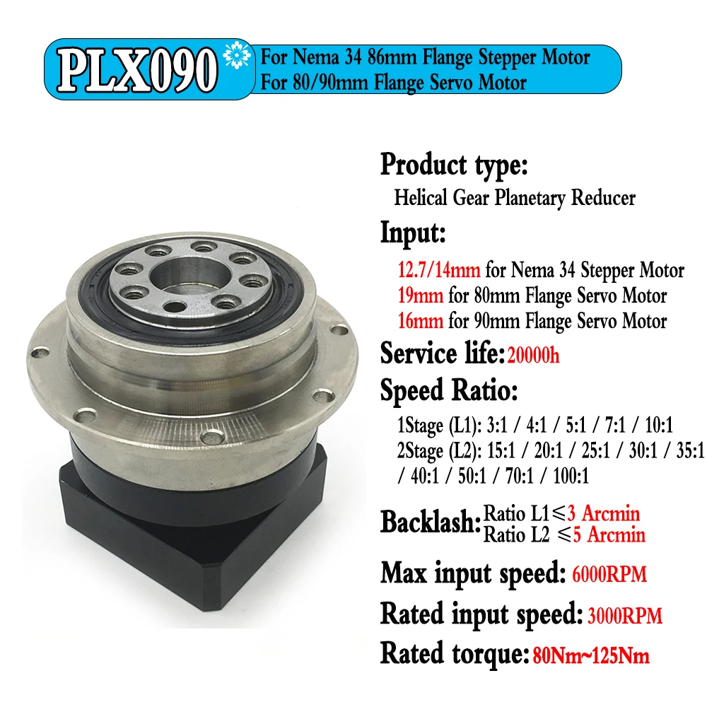 Imagem -03 - Redutor Planetário da Caixa de Engrenagens Engrenagem Helicoidal Flange Output Redutor do Servo Motor Nema23 Nema34 Minuto do Ute Relação 3:1100:1 60 80 90 130
