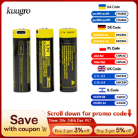 Kuugro USB 18650 Battery with PCB 3.7V 2500mAh Type-C Rechargeable Li-ion Battery for Flashlight Microphone Fan Electric Razor