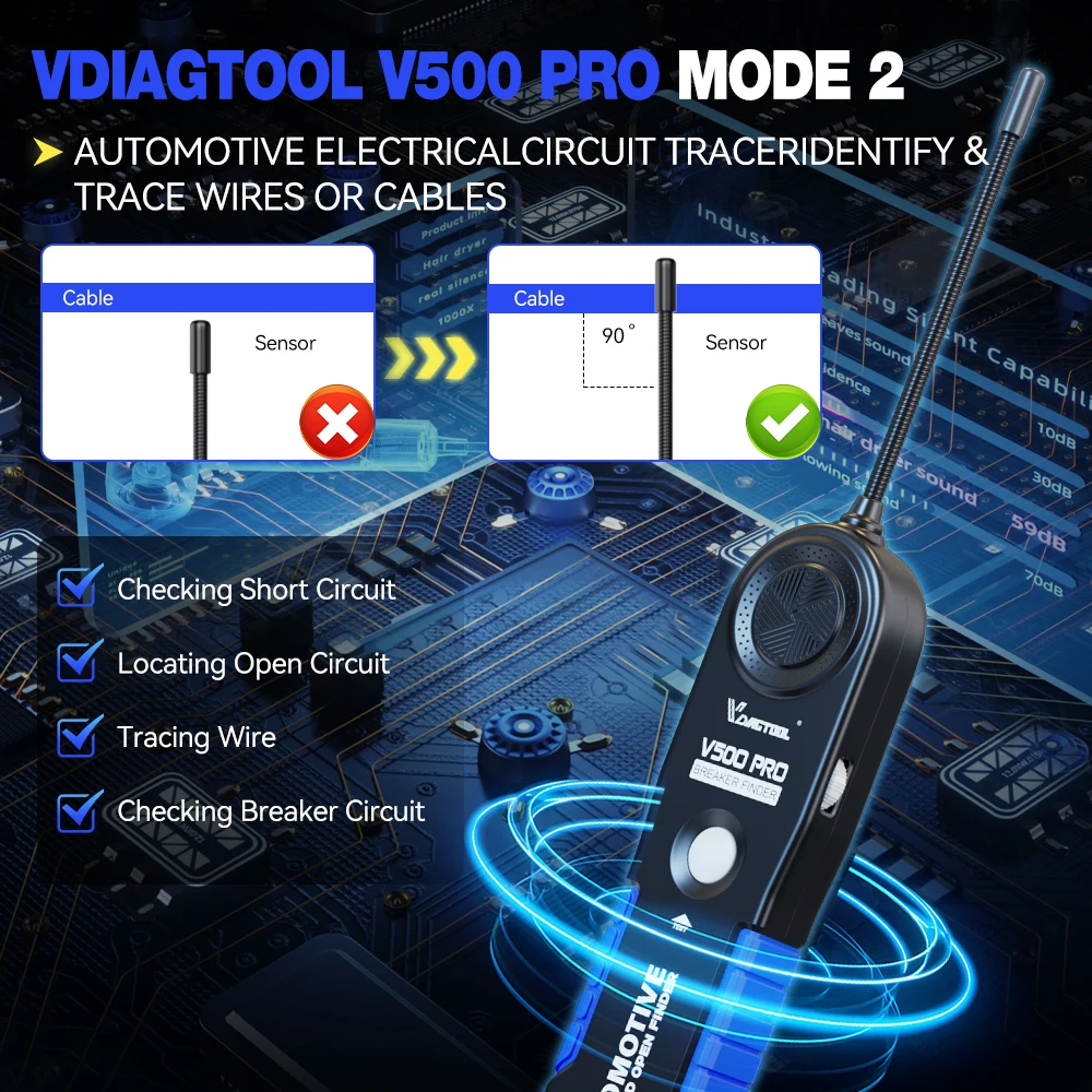 VDIAGTOOL V500PRO 0.1 ~ 100V Kit sonda circuito di alimentazione automobilistica Interruttore Finder Tester Strumenti diagnostici per sistema elettrico intelligente per auto