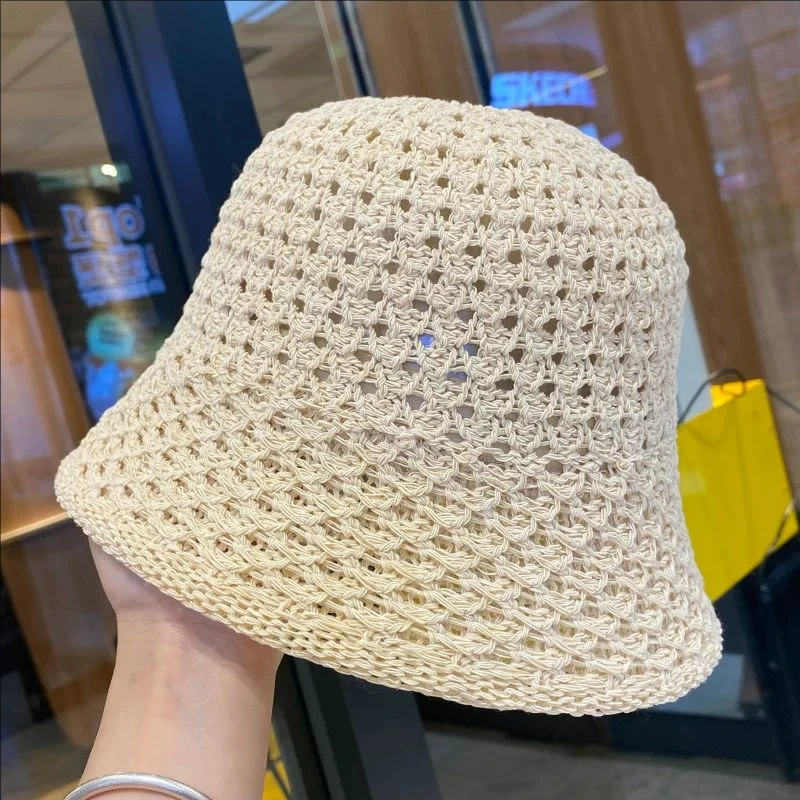 2026 Summer Knitted Fisherman's Hat Fashionable, Versatile, Breathable, Foldable Basin Hat Outdoor Travel Sunscreen Hat