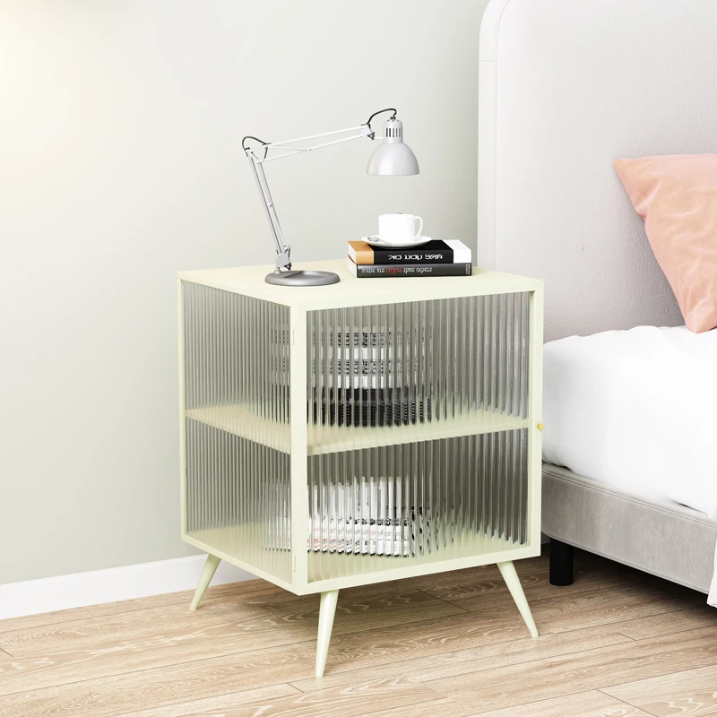 Metal Glass Nightstands Lockers Modern Simple Bedside Table Living Room Sofa Side Table Nordic Mobile Furniture Storage Cabinet