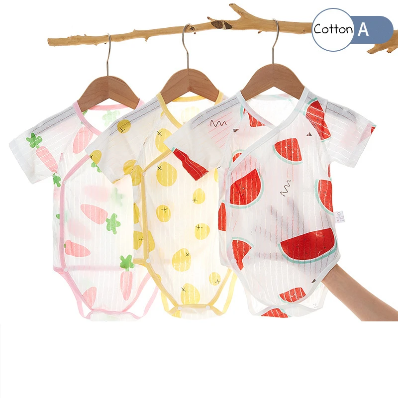 Summer Baby Girls Boys Unisex Romper Babies Clothes Short Sleeve Newborns Infant Jumpsuit Cotton Ultra-Thin Breathable Bodysuits