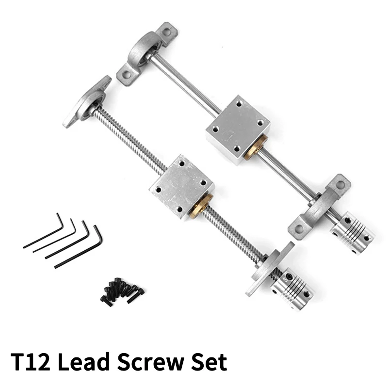 

T12 Lead Screw Set Lead OD12mm L100/300/500/600mm+2Pcs KP001or KFL001 Support Block+Brass Nut+Coupling For 3D Printing